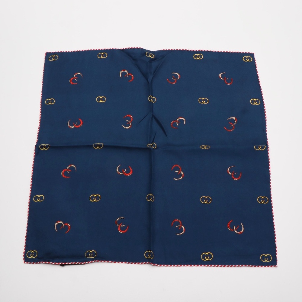 Gucci Interlocking G and Horseshoe Pocket Square, NEW with Tag